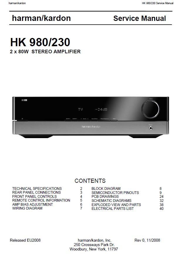 Harman/Kardon HK-980 Service Manual