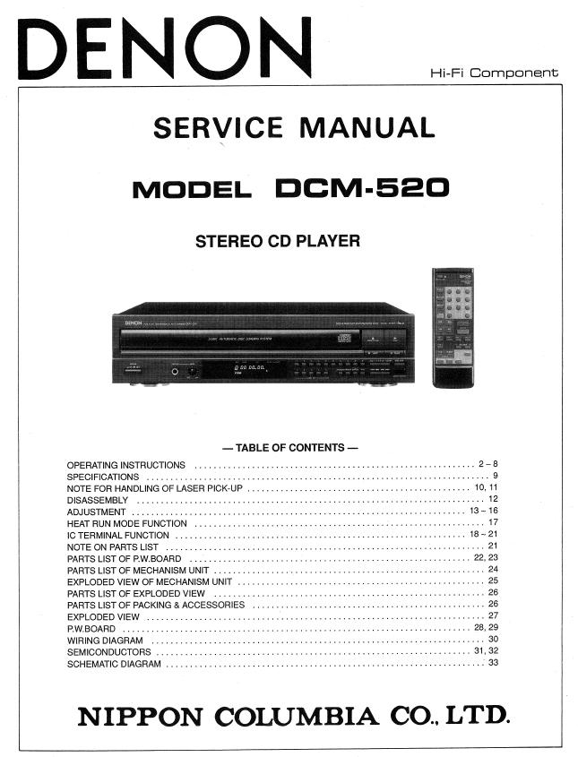 Denon DCM-520 Service Manual