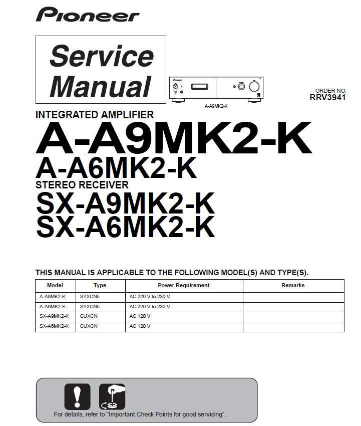 Pioneer A-A6MK2-K/A-A9MK2-K/SX-A6MK2-K/SX-A9MK2-K Service Manual