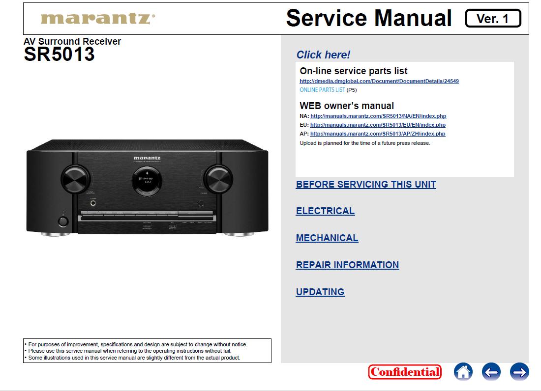 Marantz SR5013 Service Manual