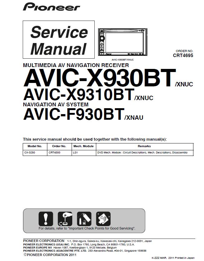 Pioneer AVIC-X930BT/X9310BT/AVIC-F930BT Service-Manual