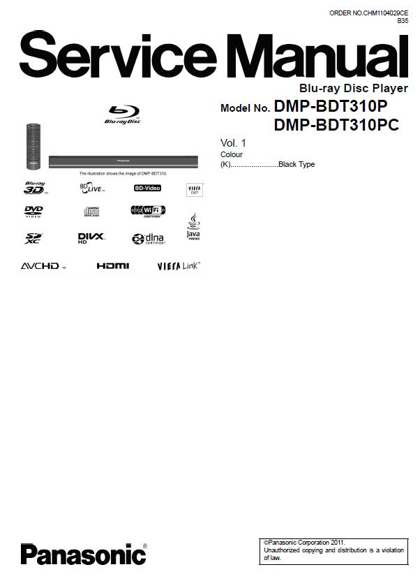 Panasonic DMP-BDT310P/DMP-BDT310PC Service Manual