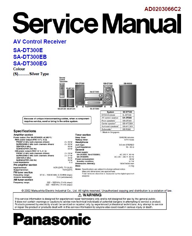 Panasonic SA-DT300 Service Manual