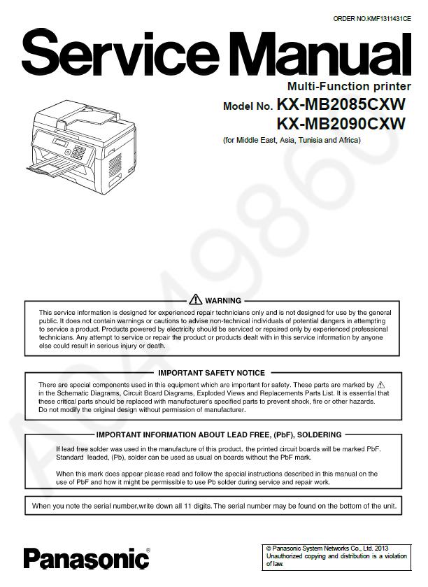 Panasonic KX-MB2085CXW/KX-MB2090CXW Service Manual