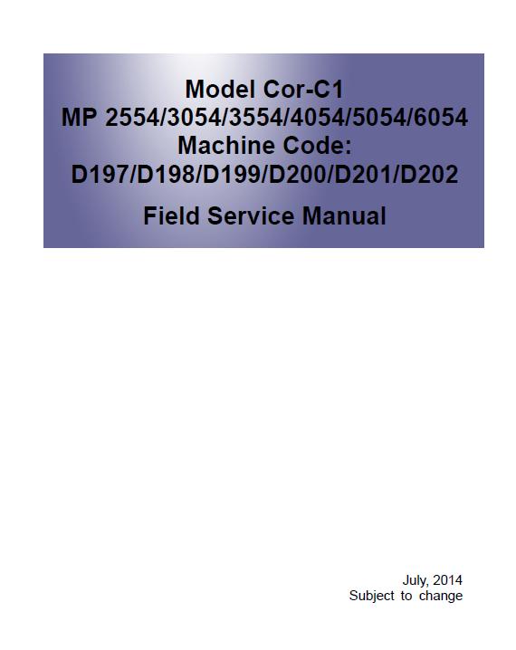 Ricoh MP 2554/3054/3554/4054/5054/6054SP Service Manual