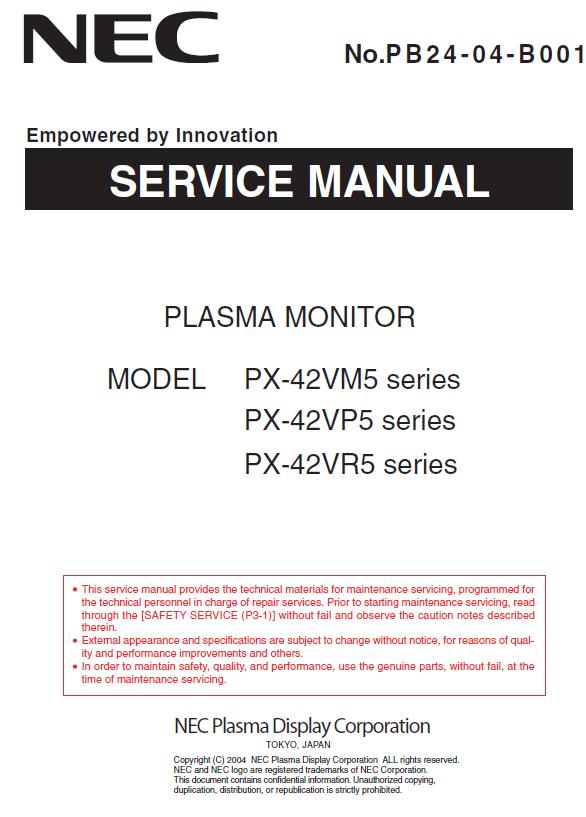 NEC PX-42VM5/P5/R5 Service Manual