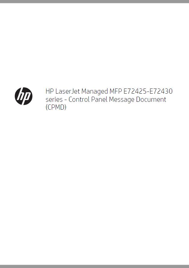 HP LaserJet Managed MFP E72425-E72430 series Control Panel Message Document