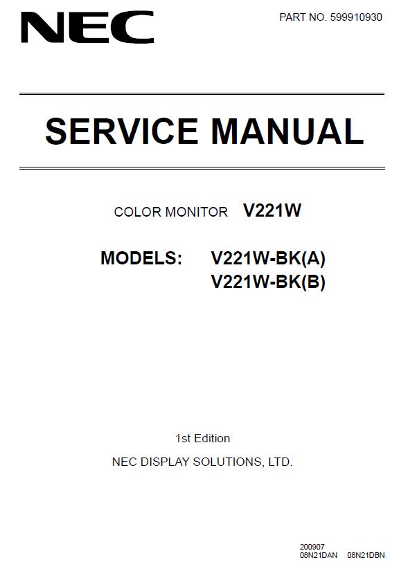 NEC V221W Service Manual