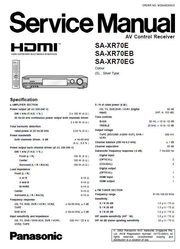 Panasonic SA-XR70E Service Manual