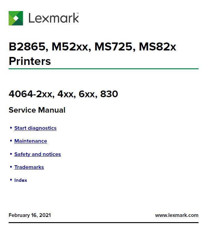 Lexmark M52xx/MS725/MS82x/B2865 Service Manual