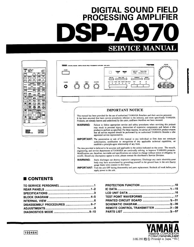 Yamaha DSP-A970 Service Manual