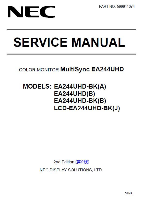 NEC MultiSync EA244UHD Service Manual
