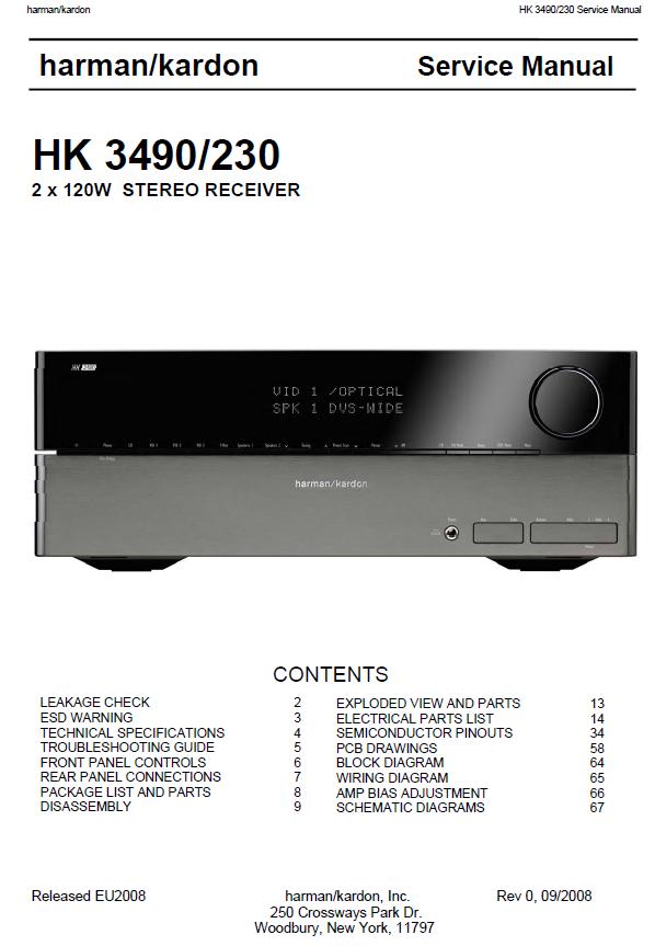 Harman/Kardon HK 3490/230 Service Manual