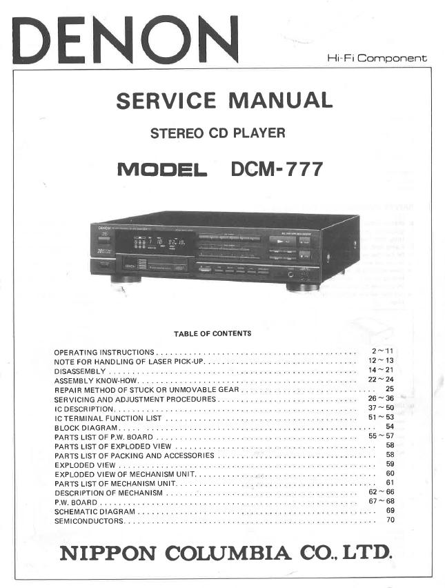Denon DCM-777 Service Manual