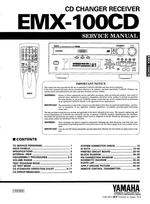 Yamaha EMX-100CD Service Manual