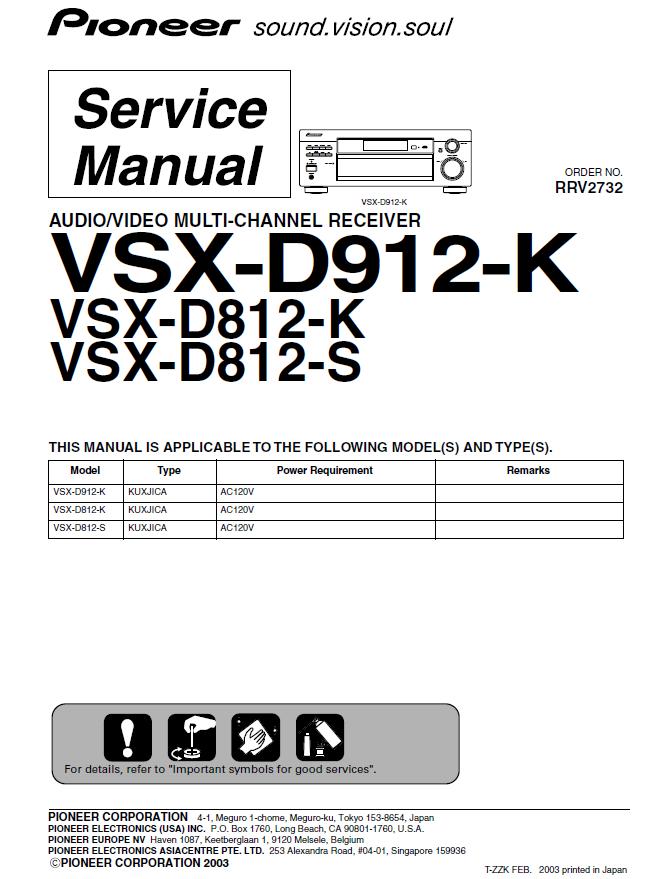 Pioneer VSX-D812/VSX-D912 Service Manual