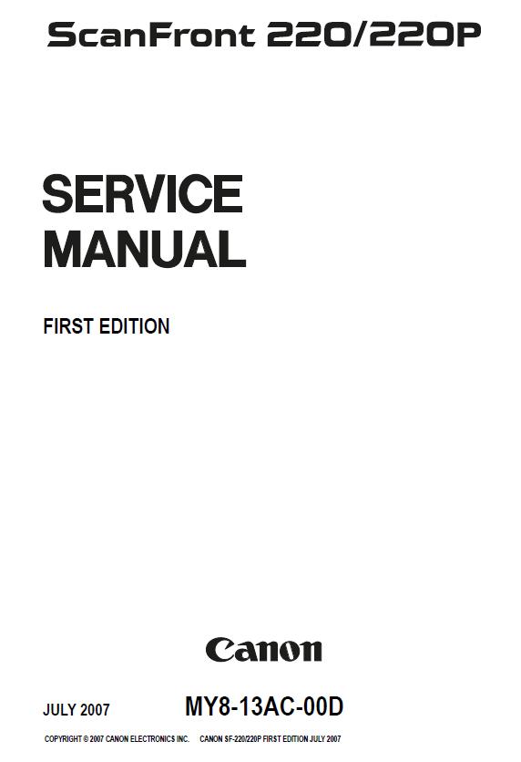 Canon ScanFront 220/ScanFront 220P Service Manual