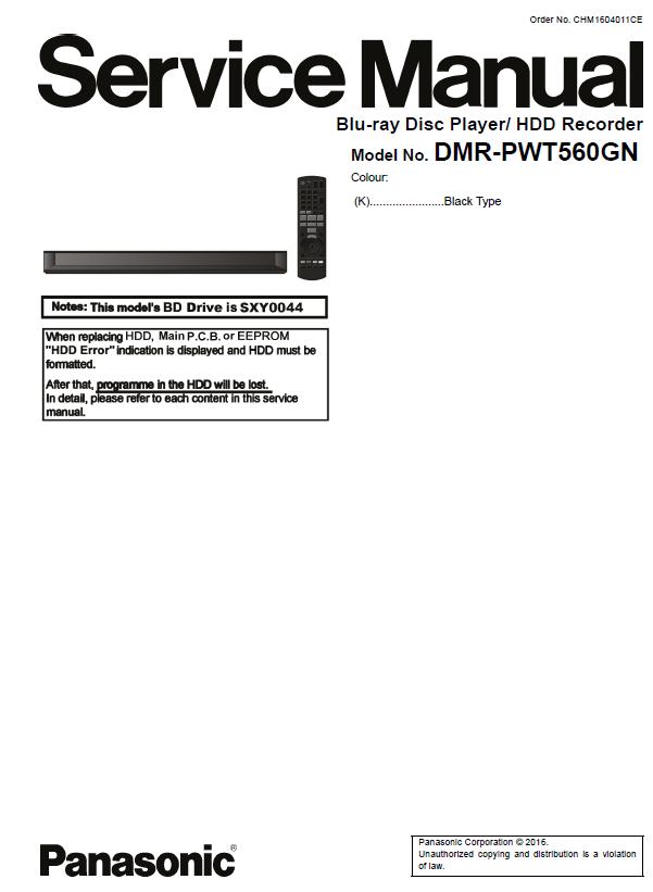 Panasonic DMR-PWT560GN Service Manual
