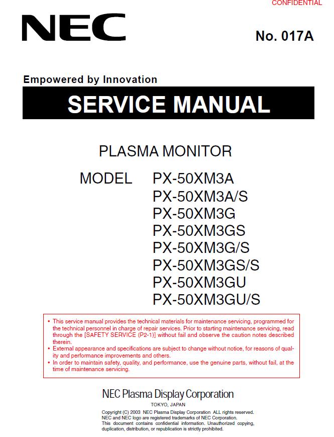 NEC PX-50XM3 Service Manual