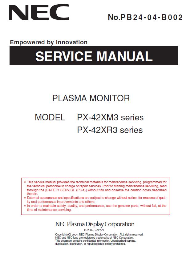NEC PX-42XM3/PX-42XR3 Service Manual