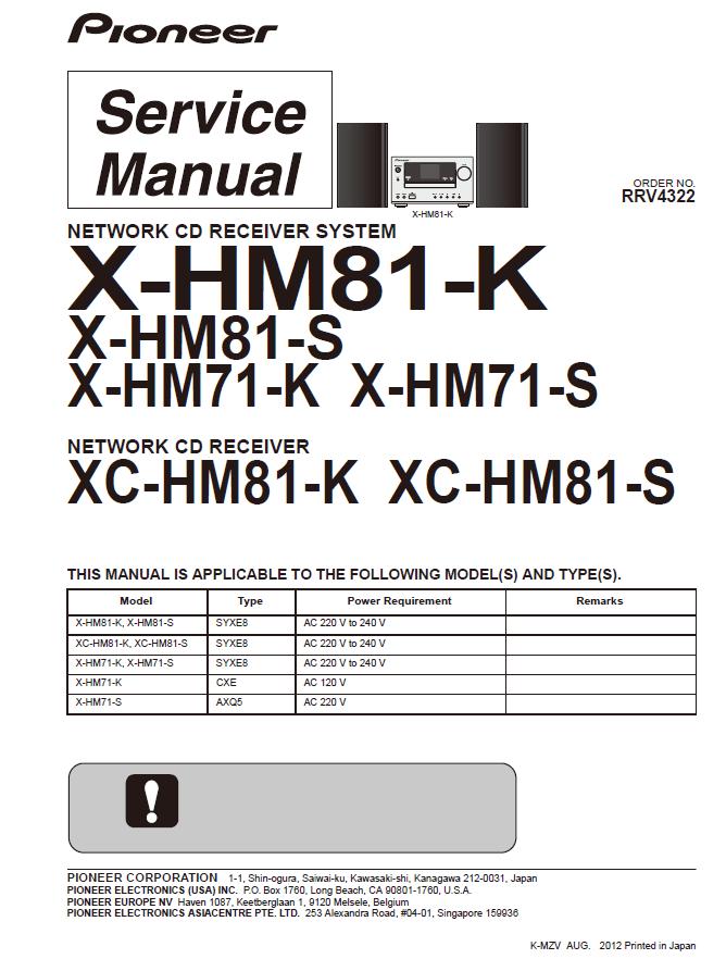 Pioneer X-HM71/X-HM81/XC-HM81 Service Manual