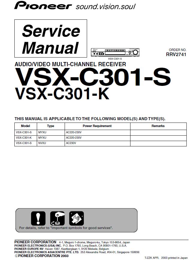 Pioneer VSX-C301 Service Manual
