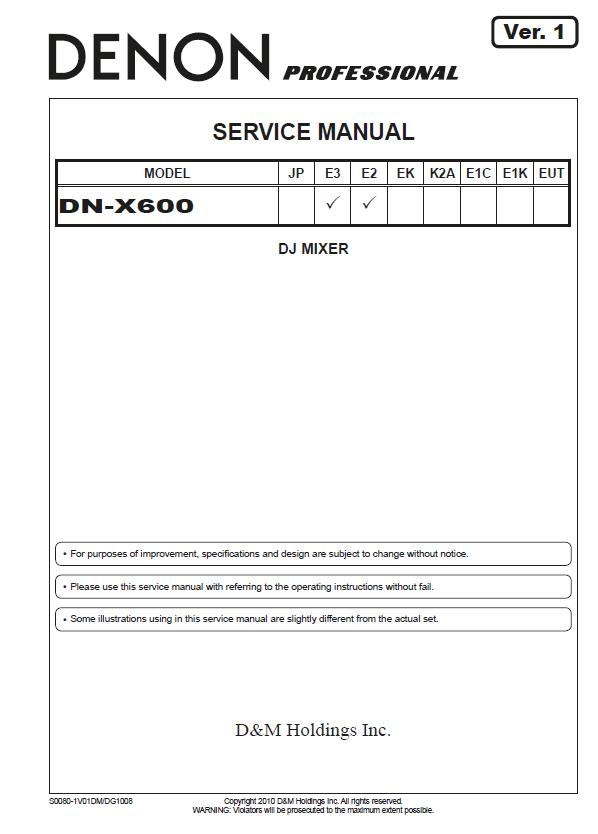 Denon DN-X600 Service Manual