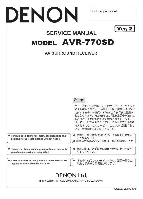 Denon AVR-770SD Service Manual