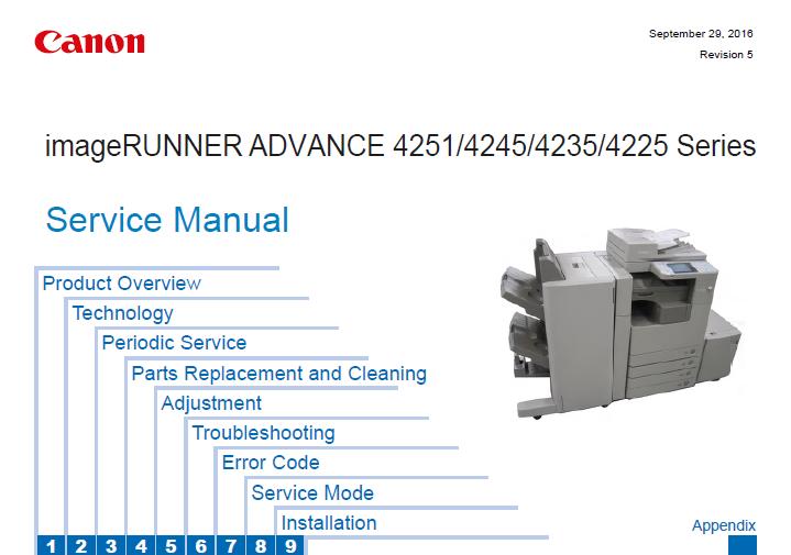 Canon imageRUNNER ADVANCE 4251/4245/4235/4225 Series Service Manual