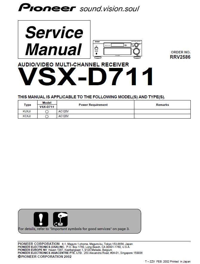 Pioneer VSX-D711 Service Manual