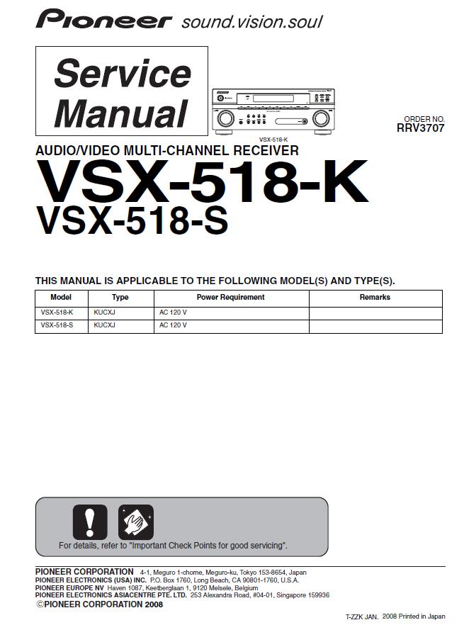 Pioneer VSX-518-K/VSX-518-S Service Manual