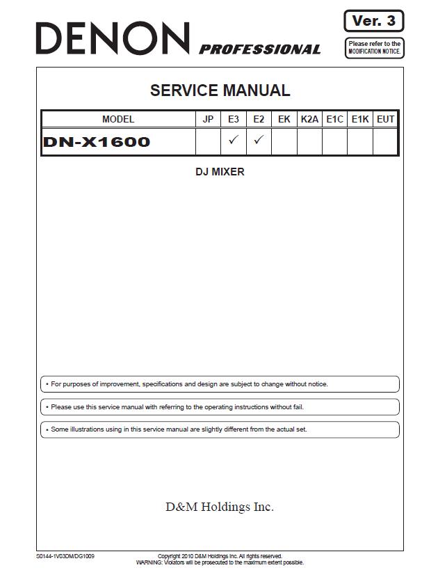 Denon DN-X1600 Service Manual