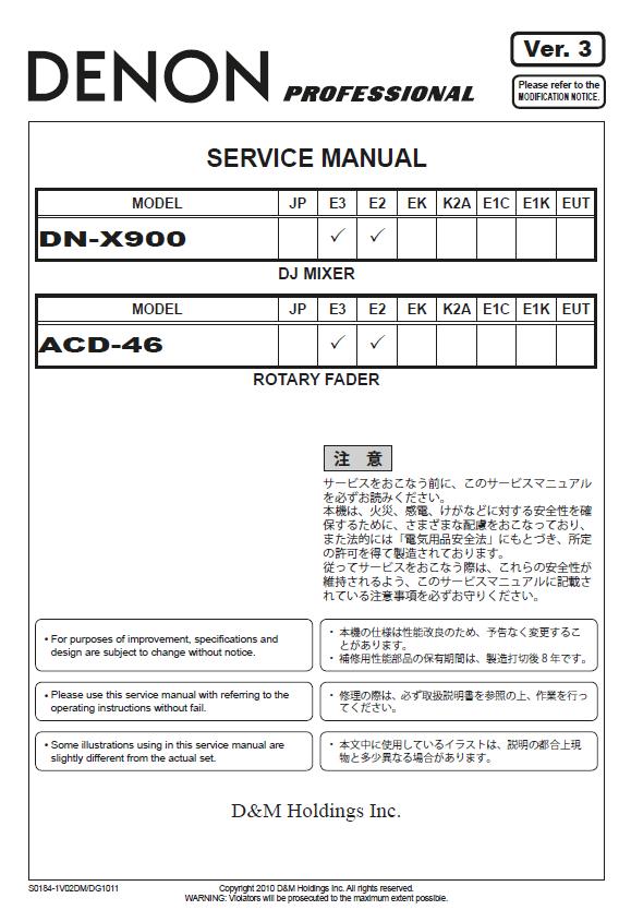 Denon DN-X900/ACD-46 Service Manual Download in pdf