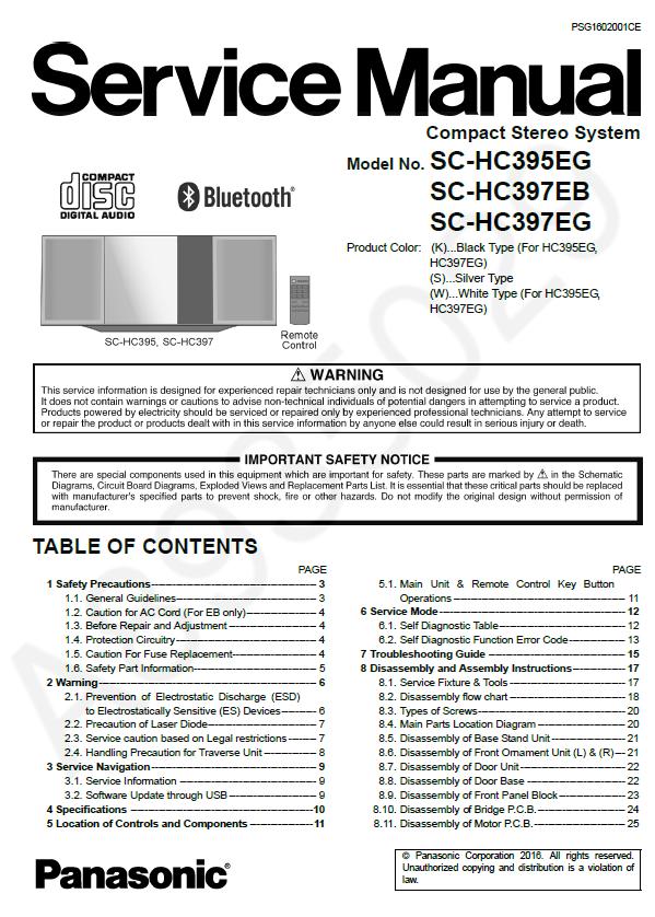 Panasonic SC-HC395/HC397 Service Manual