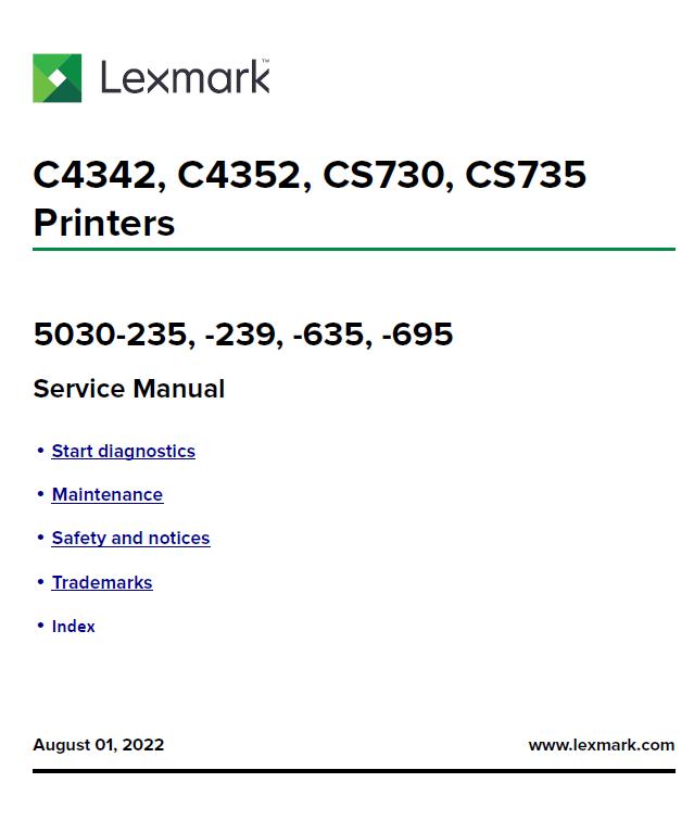 Lexmark C4342/C4352/CS730/CS735 Service Manual