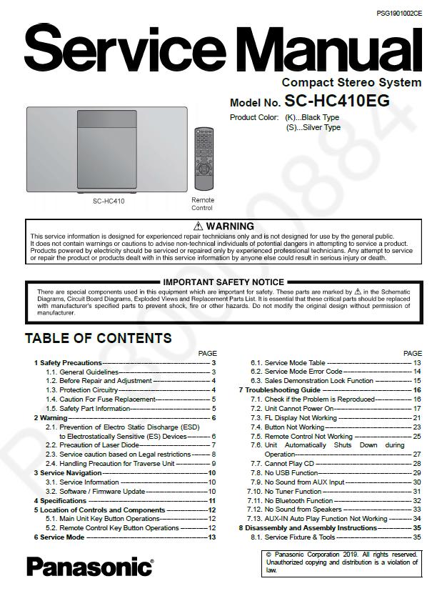 Panasonic SC-HC410EG Service Manual