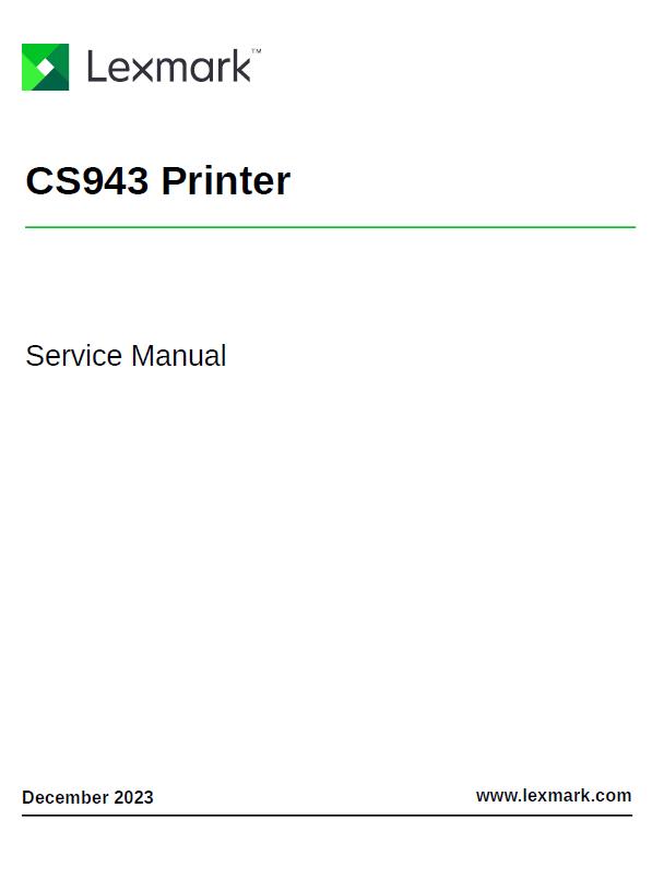 Lexmark CS943 Printer Service Manual