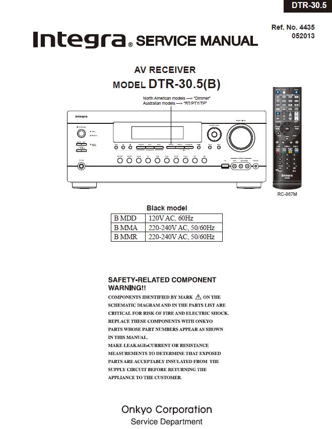 Integra DTR-30.5 Service Manual