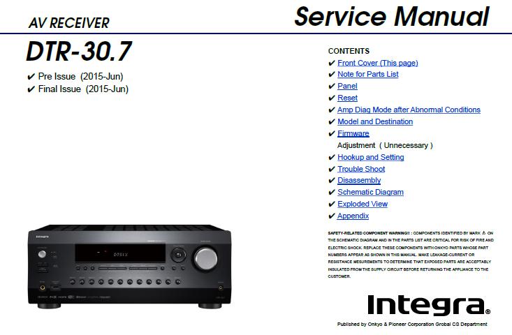 Integra DTR-30.7 Service Manual