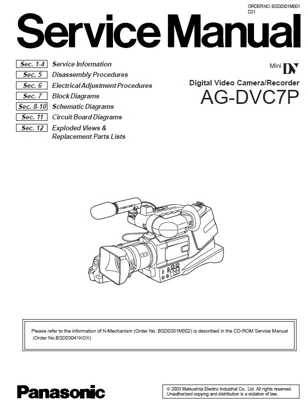 Panasonic AG-DVC7P Service Manual