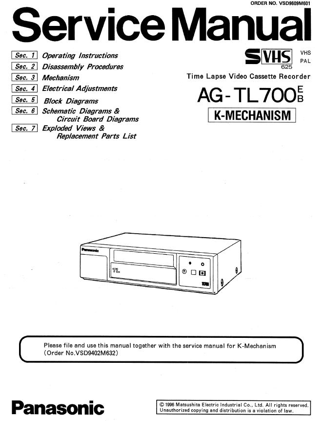 Panasonic AG-TL700E/AG-TL700B Service Manual