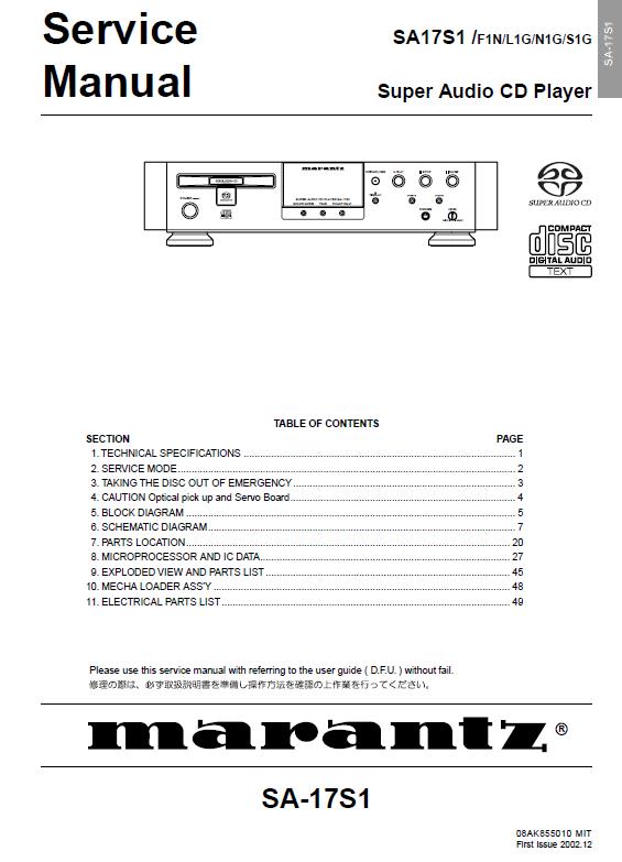 Marantz SA-17S1 Service Manual