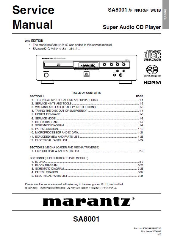 Marantz SA8001 Service Manual