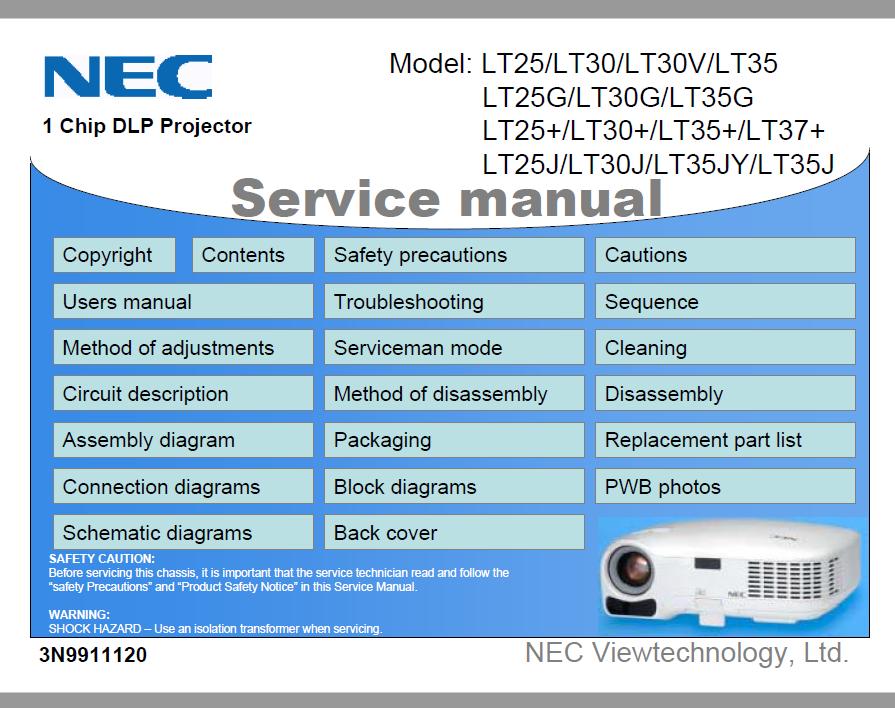 NEC LT25/LT30/LT35/LT37 Service Manual