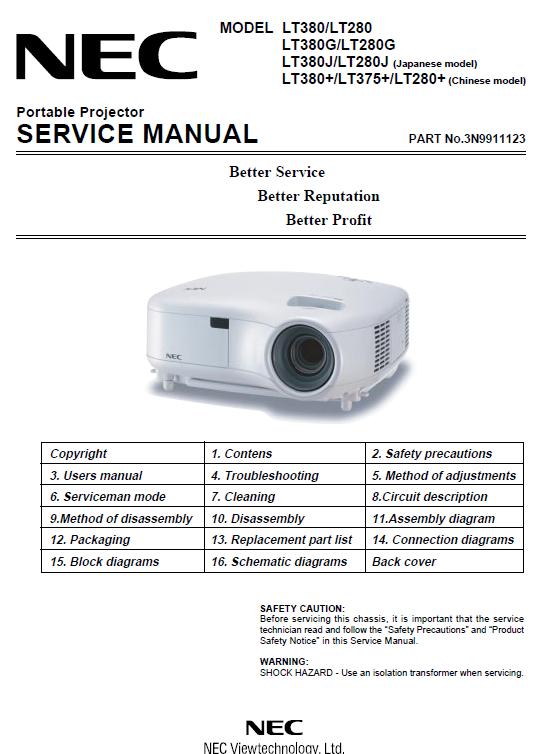 NEC LT280/LT375/LT380 Service Manual