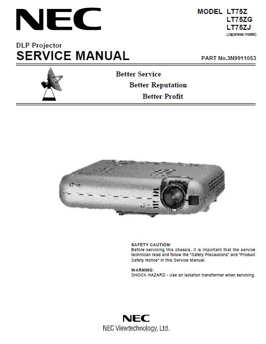 NEC LT75Z/LT75ZG/LT75ZJ Service Manual