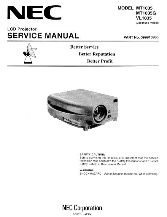 NEC MT1035/MT1035G/VL1035 Service Manual