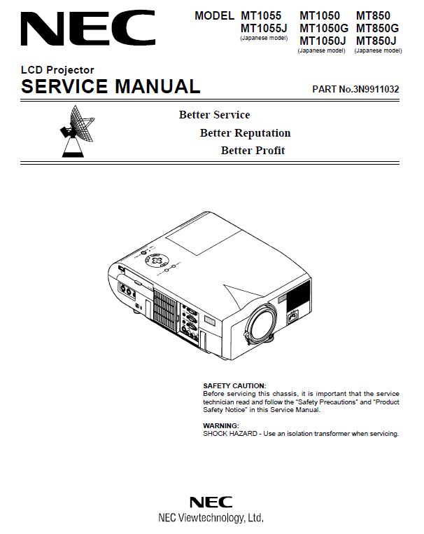 NEC MT850/MT1050/MT1055 Service Manual