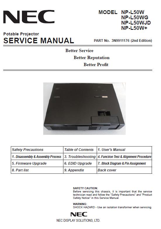 NEC NP-L50W Service Manual