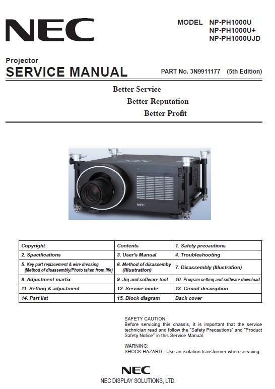 NEC NP-PH1000 Service Manual